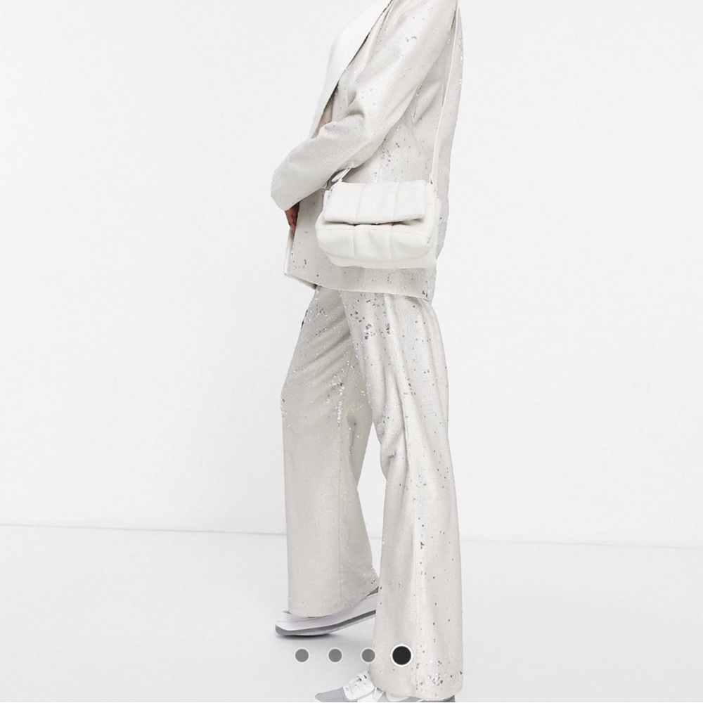 asos  White/cream/silver  Sequin Blazer and Pants Set - Picture 3 of 9